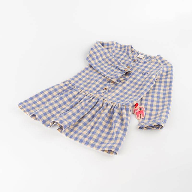 Sigikid Kinder Karo Flanellkleid, blau-weiß Letzte 3 Tage