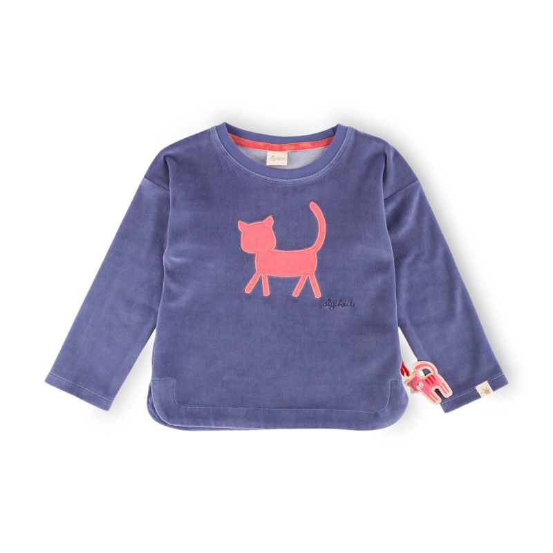 Sigikid Kinder Nicki Langarmshirt mit Katzen Motiv, blau Letzter Tag