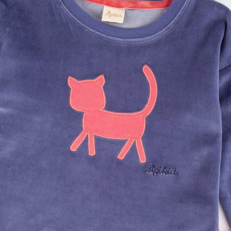 Sigikid Kinder Nicki Langarmshirt mit Katzen Motiv, blau Letzter Tag