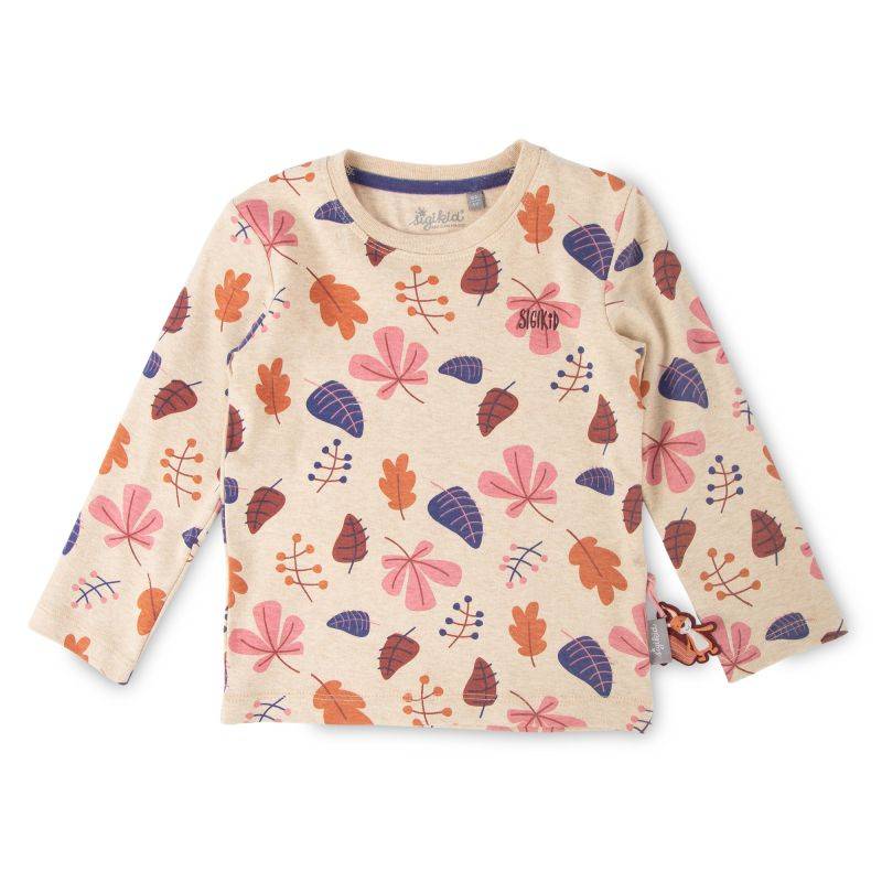 Sigikid Kinder Langarmshirt, beige mit buntem Blätterprint Nur für heute