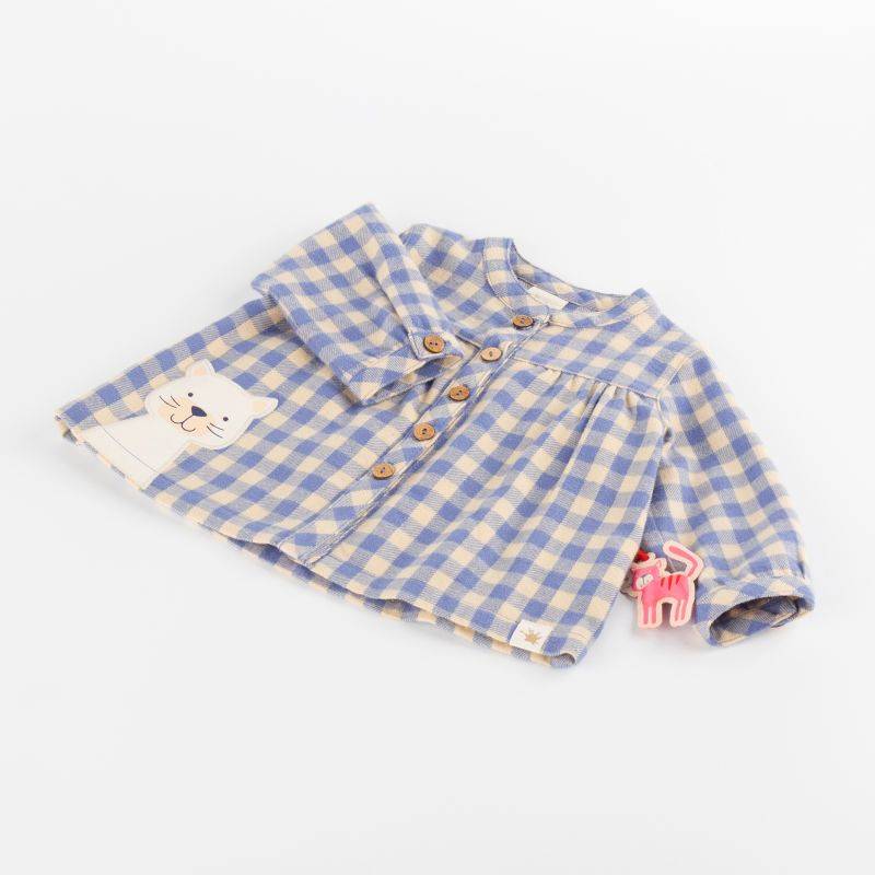 Sigikid Baby Karo-Flanellbluse mit Katzen Motiv, blau-weiß Vierteljährliche Förderung