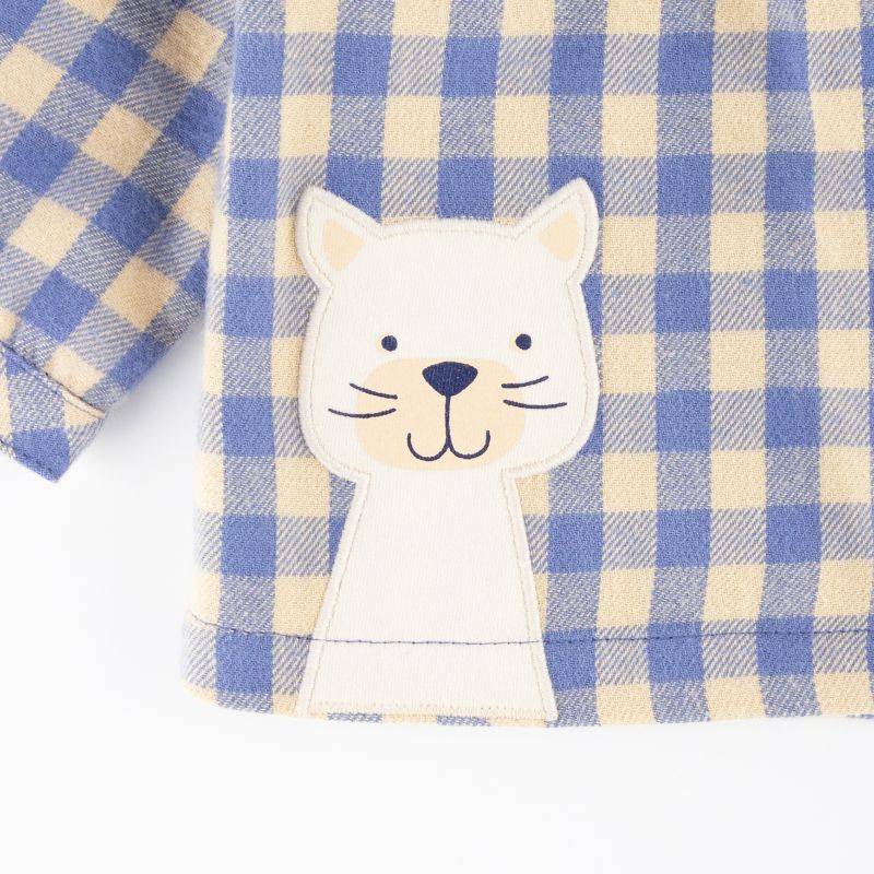 Sigikid Baby Karo-Flanellbluse mit Katzen Motiv, blau-weiß Vierteljährliche Förderung