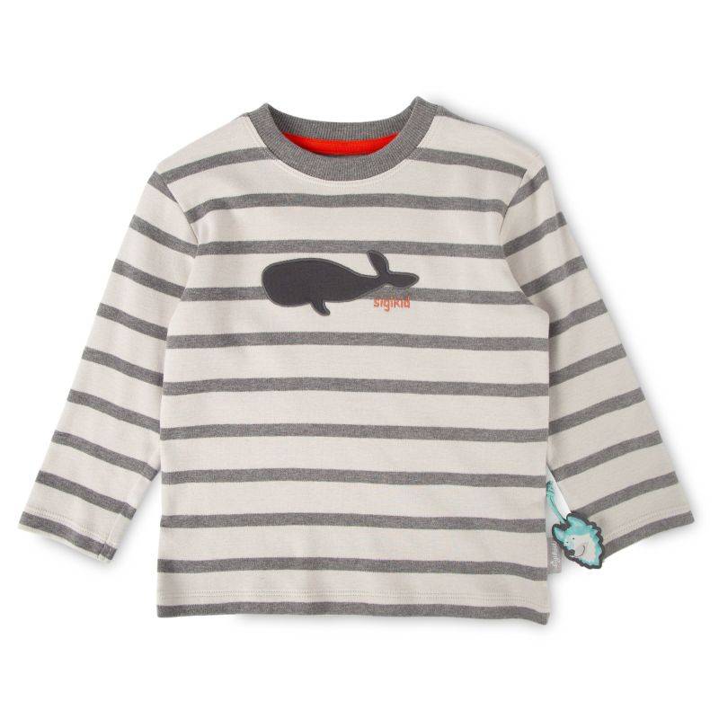 Sigikid Kinder Langarmshirt mit Wal Motiv, grau geringelt Bis zu 55% Rabatt