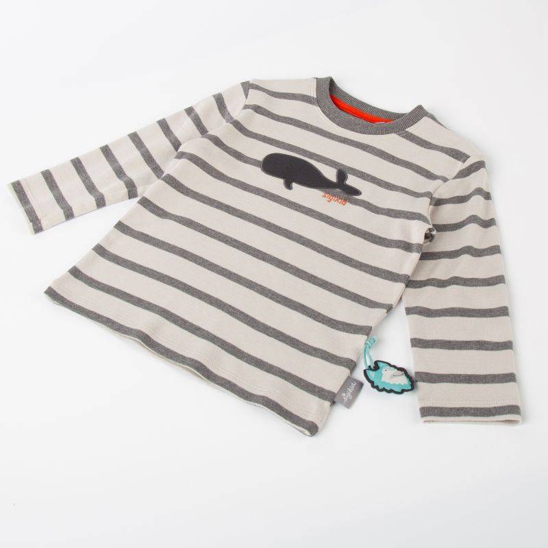 Sigikid Kinder Langarmshirt mit Wal Motiv, grau geringelt Bis zu 55% Rabatt