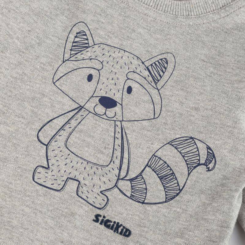Sigikid Baby Langarmshirt mit Waschbären Motiv, grau Fabrikladen