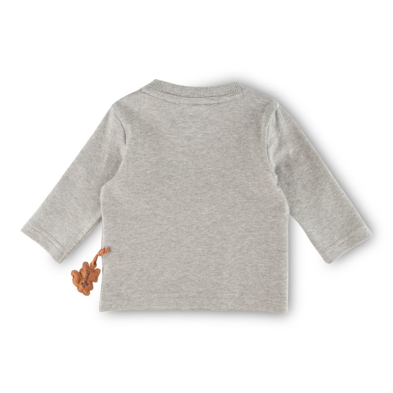 Sigikid Baby Langarmshirt mit Waschbären Motiv, grau Fabrikladen