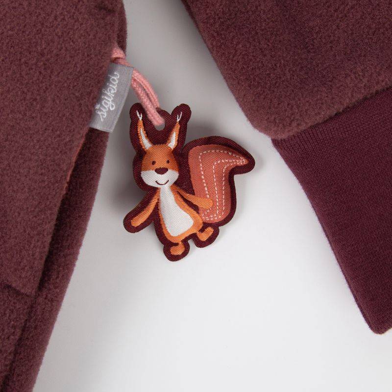 Sigikid Baby Fleece Overall mit Herbstmotiven, dunkelrot Outlet