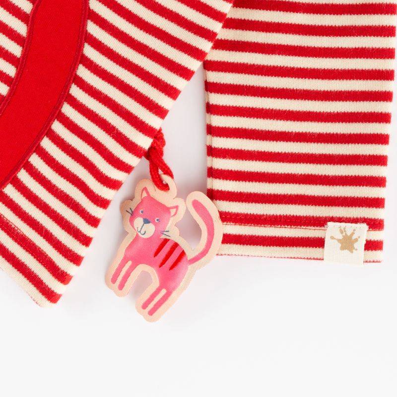 Sigikid Baby Ringel Langarmshirt mit Katzen Motiv, rot-weiß Fabrik Onlineshop