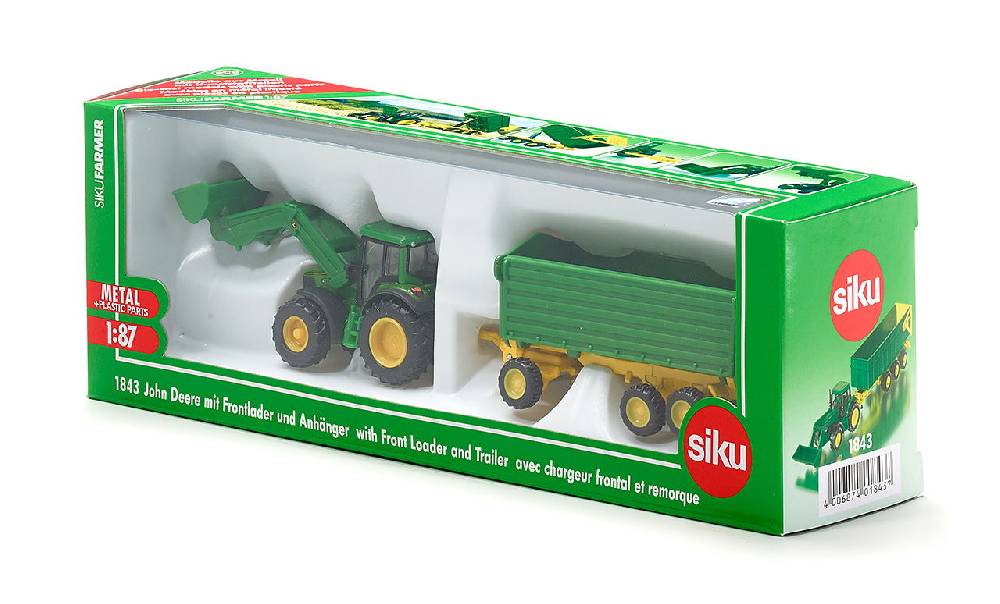 Siku John Deere mit Frontlader und Anhänger 10184300002 Super Sparpreis