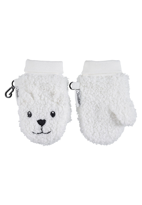 Sterntaler Fäustling aus Teddyflausch mit Tiergesicht Eisbär Cyber Monday