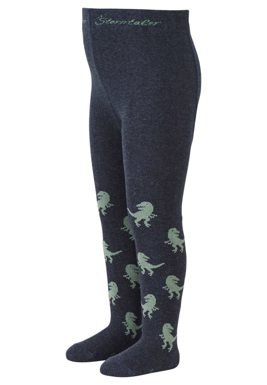 Sterntaler Strumpfhose T-Rex in Blau melange mit grauen Dinos Im Verkauf