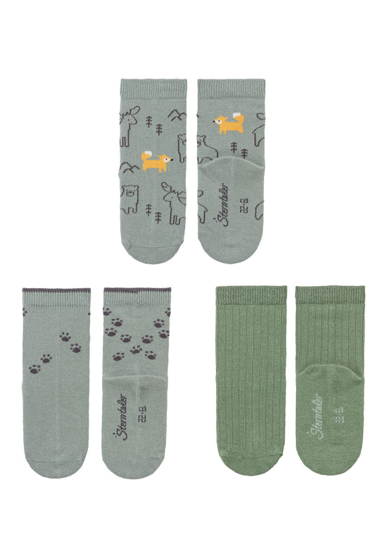 Sterntaler Socken 3er Pack Waldtiere, Tatzen und Rippenmuster Rabatte dieses Monats