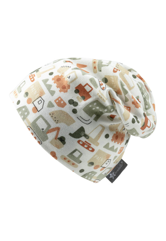 Sterntaler Beanie aus Sweat bedruckt mit Baustellen-Motiv Preisnachlass