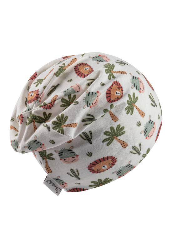Sterntaler Beanie bedruckt mit niedlichen Safari-Tieren in ecru Saisonschlussverkauf