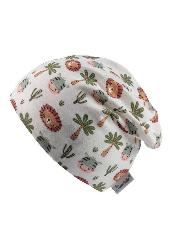 Sterntaler Beanie bedruckt mit niedlichen Safari-Tieren in ecru Saisonschlussverkauf