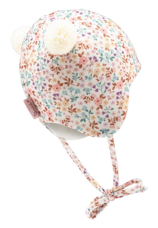 Sterntaler Inkamütze bedruckt mit Millefleur aus Strickware Lagerräumung