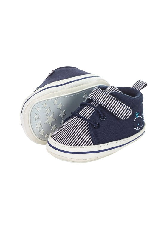 Sterntaler Babyschuh Marine aus Materialmix mit Stickerei Wal 50% Rabatt mit kostenlosem Versand