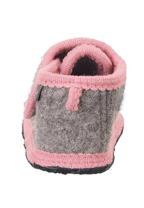 Sterntaler Hausschuhe aus Filz in Grau mit Einfassband Rosa Auslauf