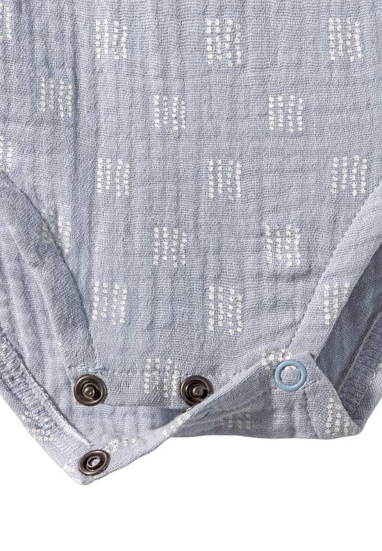 Sterntaler Baby Body ohne Ärmel bedruckt mit Punkten in graublau Osterangebot