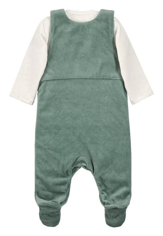 Sterntaler Strampler-Set Nicki Bär Ben in Dunkelgrün und Ecru Top Angebot