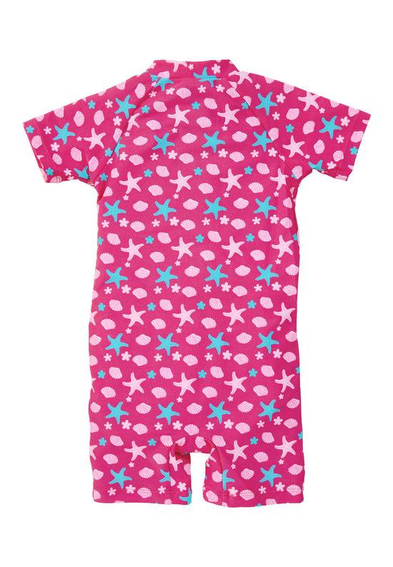 Sterntaler Schwimmanzug in Magenta mit Seesternen, UV 50+ Sonderangebot der Fabrik