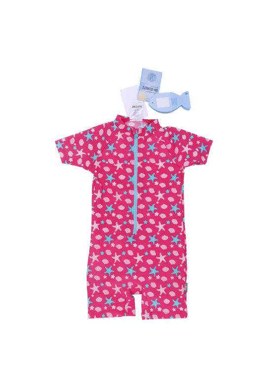 Sterntaler Schwimmanzug in Magenta mit Seesternen, UV 50+ Sonderangebot der Fabrik