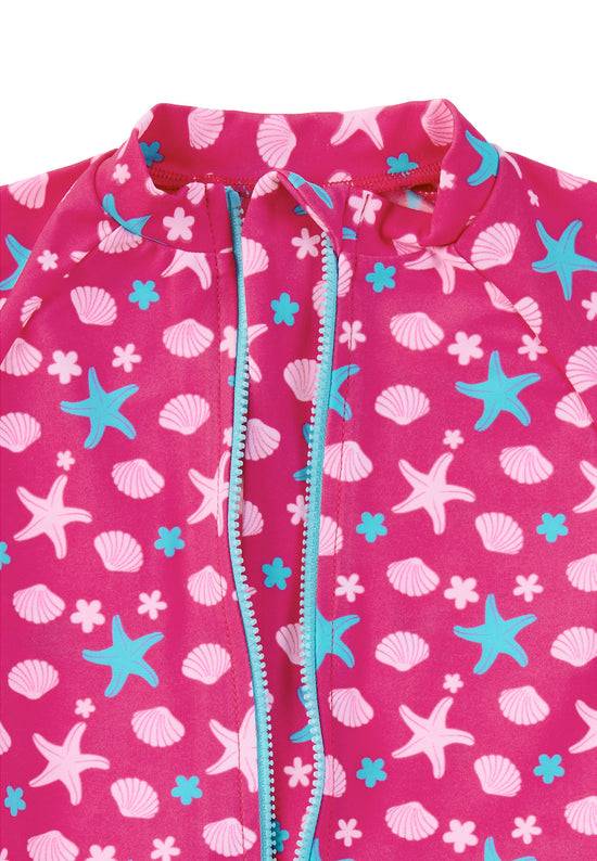 Sterntaler Schwimmanzug in Magenta mit Seesternen, UV 50+ Sonderangebot der Fabrik