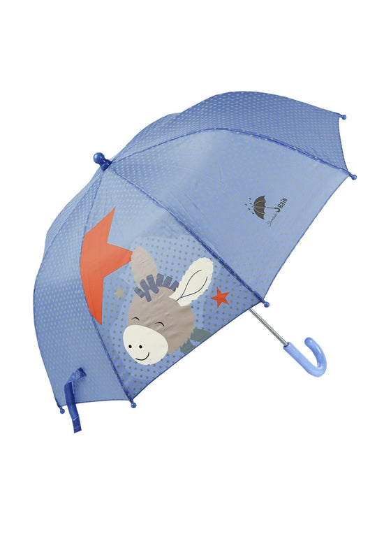 Sterntaler Kinder Regenschirm Esel Emmi Blau, Grau und Orange Schlussverkauf