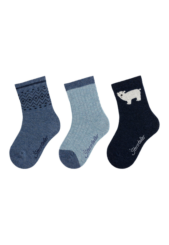 Sterntaler Socken 3er Pack Norweger-, Rippenmuster und Eisbär Black Friday Preise