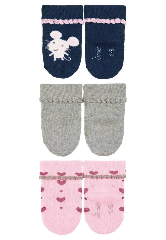 Sterntaler Babysocken 3er-Pack Maus, uni und Herzen Lagerräumung