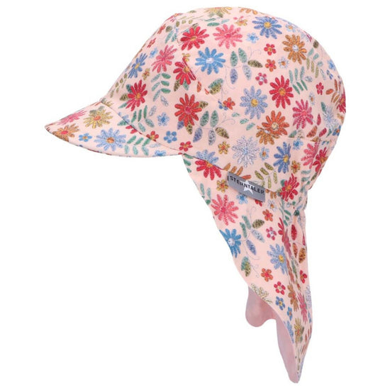 Sterntaler Schirmmütze in Rosa, Nackenschutz und Blumen Print Zeitbegrenzte Promotion