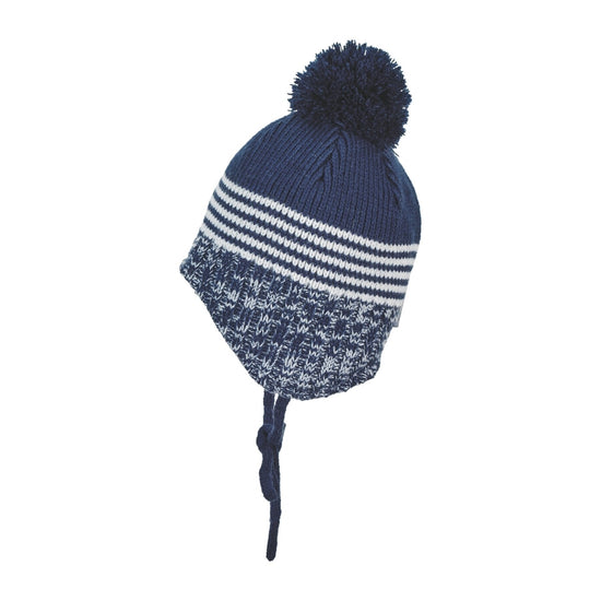 Sterntaler Strickmütze im Mustermix mit Bommel und Bindeband Fabrikladen
