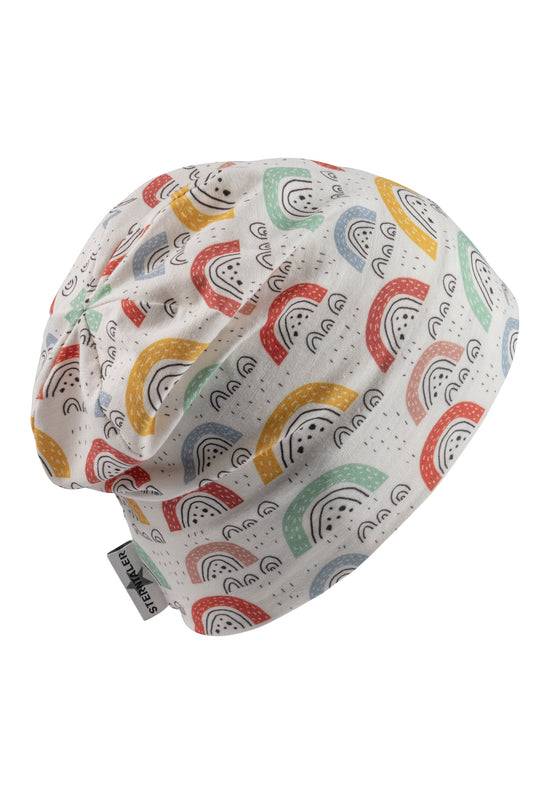 Sterntaler Beanie bedruckt mit bunten Regenbögen in ecru Verkauf