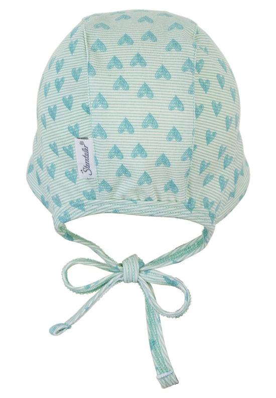 Sterntaler Häubchen mit Herzen Print aus Jersey und Bindeband Fabrik Onlineshop