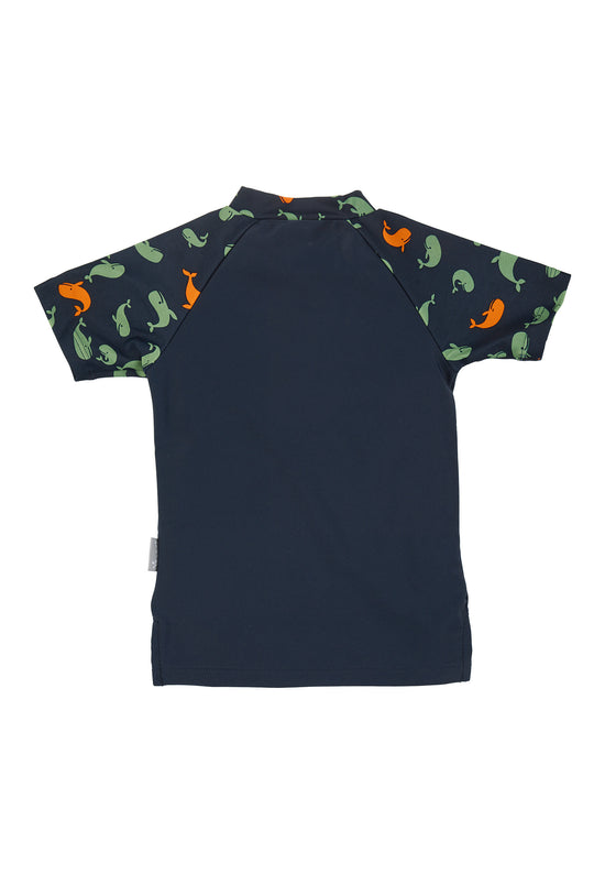 Sterntaler Kurzarm-Schwimmshirt in Marine mit Motiv Wale Letzter Tag