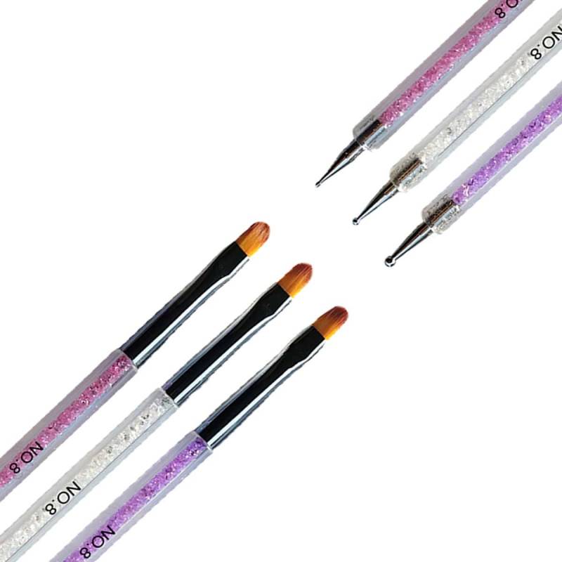 Sun Garden Nails 3 tlg. Set Spot Swirl Dotting Tool & Gelpinsel aus Rotmarderhaar - Rounded zollfrei