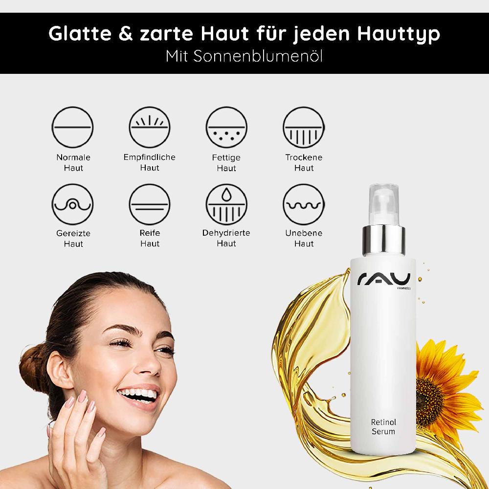 Rau Cosmetics Retinol Serum 100 ml - Vitamin A Serum für trockene und reife Haut Riesige Rabatte