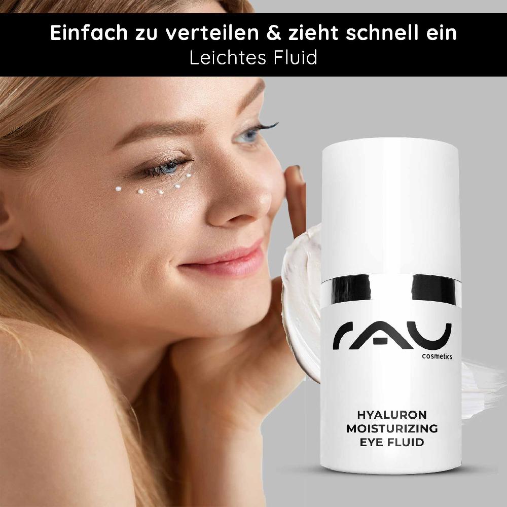 Rau Cosmetics Hyaluron Moisturizing Eye Fluid 15 ml Feuchtigkeitsgel ideal bei trockener Haut Cyber Monday