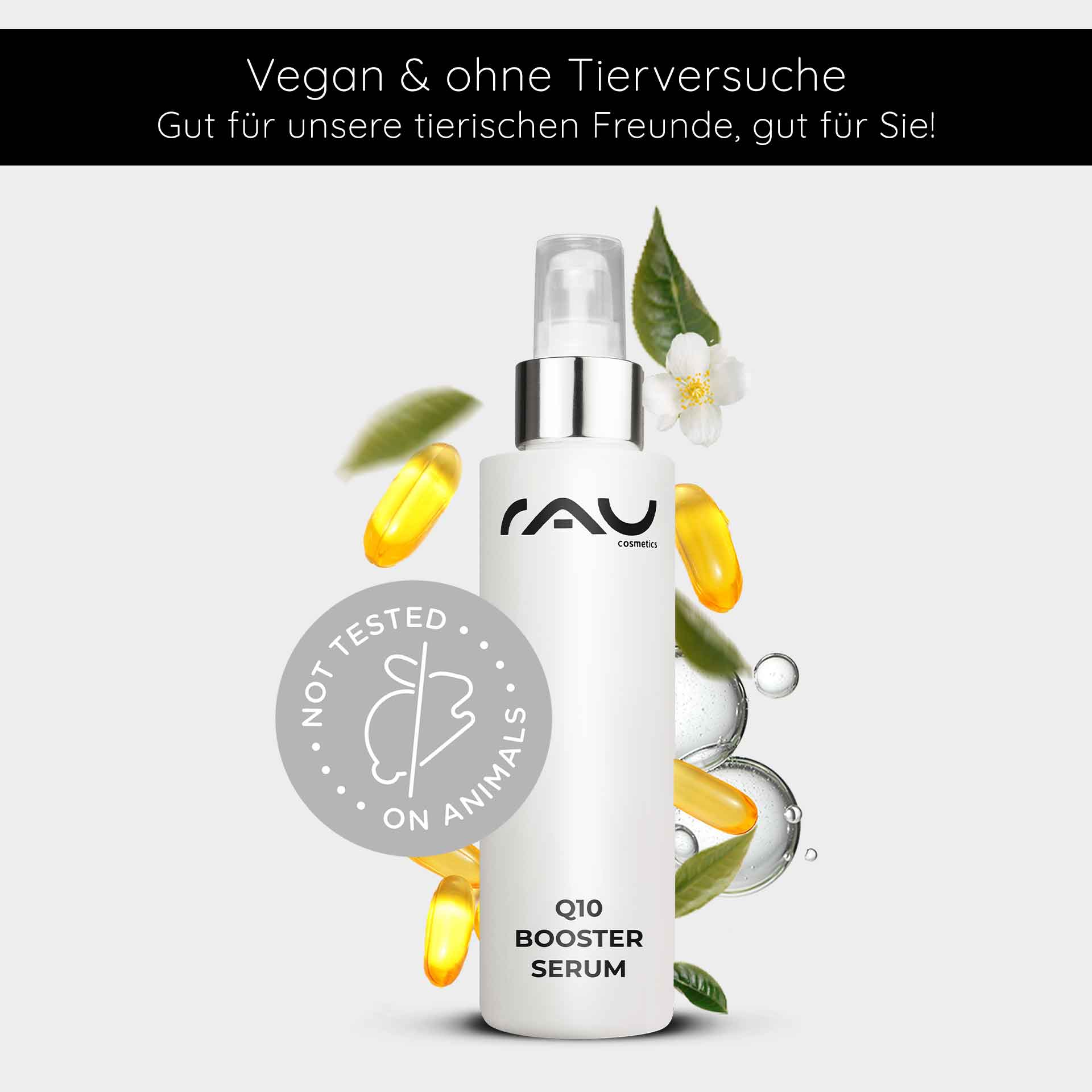 Rau Cosmetics Q10 Booster Serum 100 ml - mit Hyaluron Q10 & Lecithin Bis zu 55% Rabatt