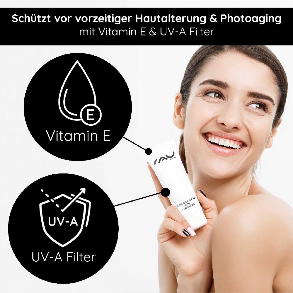Rau Cosmetics Sunscreen SPF 50 with Bio-Karanja Öl 75 ml - Sonnenschutz 50% Rabatt mit kostenlosem Versand